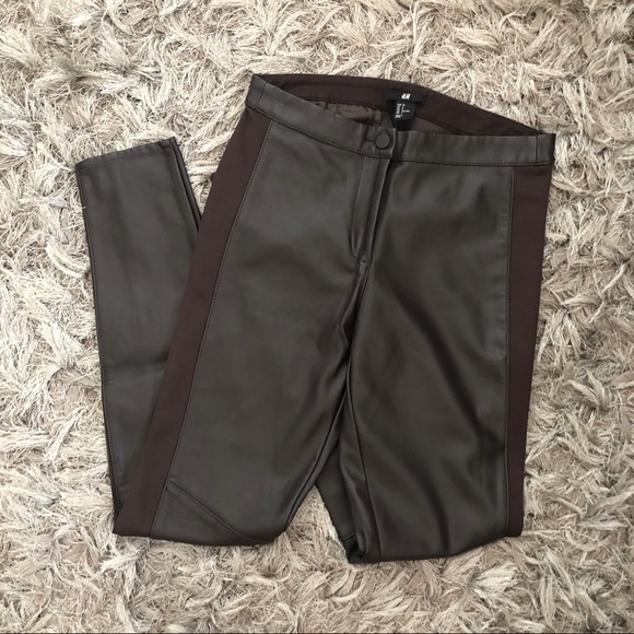H&M Pants - H&M Brown Faux Leather Biker Pants
